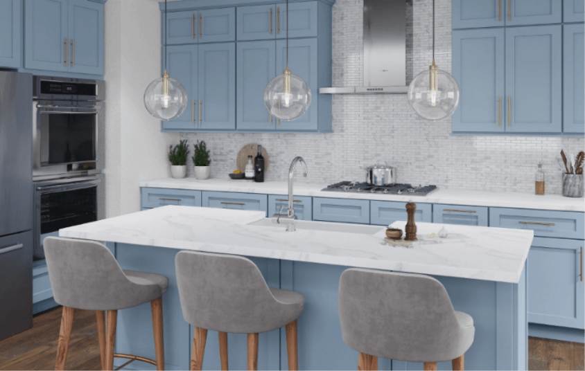 Xterra Blue Shaker — Matrix cabinets finish, code AX